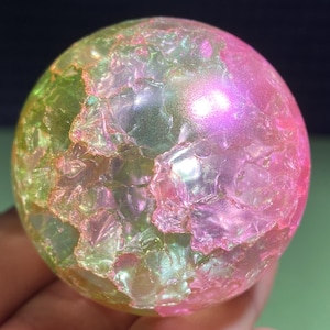 1.9 &#39;&#39;+ Titanium Rainbow Magical Aura Crackle Sphere, Kristallglas Ball, Kristallkugel, Dekoration Geschenke 1Stk