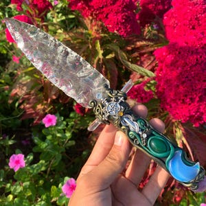 9.8&#39;&#39;+ Natural Clear crystal,quartz crystal,Big Clear crystal knife,Home Decoration,hand carved,crystal knife,Crystal Gifts 1pc
