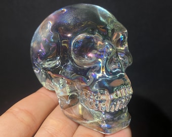 Clear Quartz Crystal Skull: Hand Carved Home Decor (2.9'')