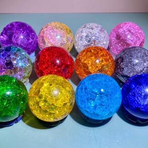 1.9 &#39;&#39;+ Titanium Rainbow Magical Aura Crackle Sphere, Kristallglas Ball, Kristallkugel, Dekoration Geschenke 1Stk