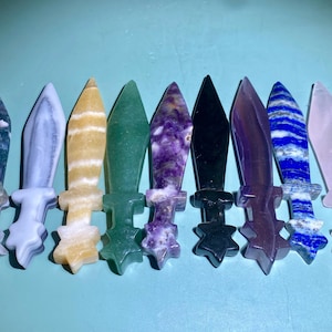 5.1&#39;&#39;+ Natural Mix Quartz crystal,quartz crystal,Dagger skull,Home Decoration,hand carved,crystal knife,Crystal Gifts 1pc