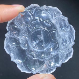 Cráneo de flor de loto de cristal de cuarzo transparente tallado a mano: decoración del hogar