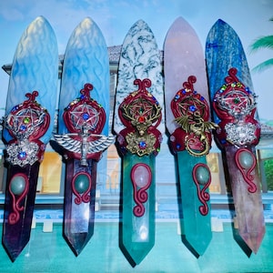 9.4“ Natural crystal knife,quartz crystal,Crystal Dagger,Home Decoration,hand carved,fluorite obelisk,Crystal Gifts 1pc