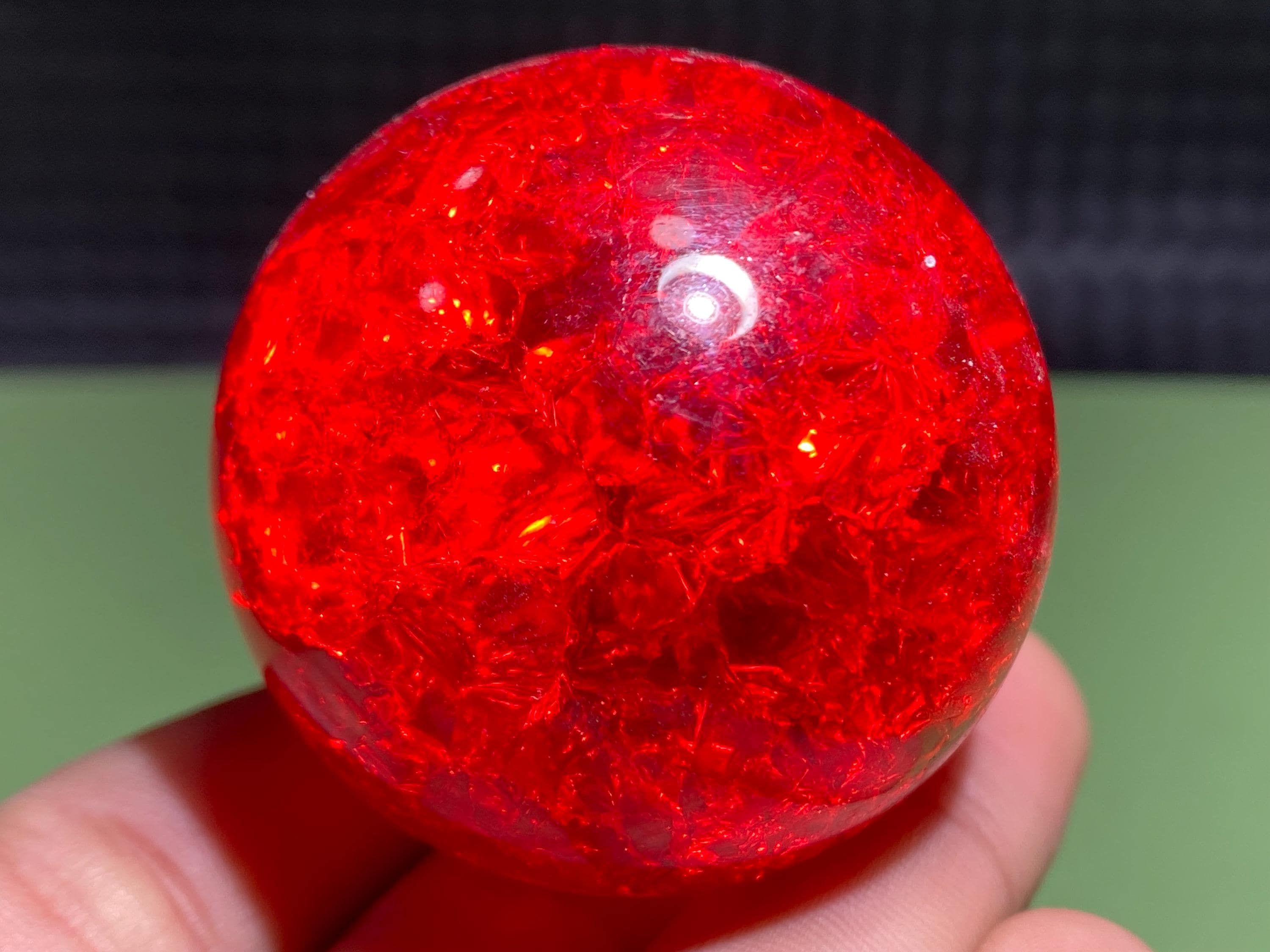 1.9''+ Titanium Red Magical Aura Crackle Sphere,Crystal Glass Ball,Crystal sphere,Home Decoration Gifts 1pc