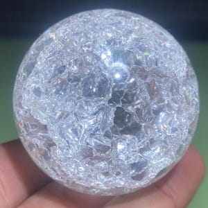 Magical Aura Quartz Crystal Sphere: Crackle Glass Ball, Home Decor (50mm+)