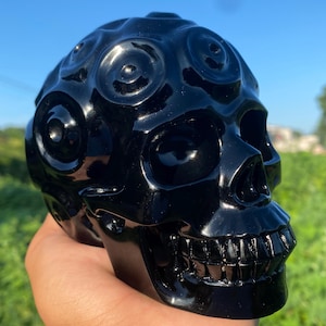 5&#39;&#39;+ Natural Obsidian crystal,quartz crystal,crystal skull,Home Decoration,hand carved,obsidian skull,Halloween gifts