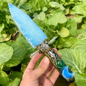 9.8&#39;&#39;+ Opal crystal,quartz crystal,Big Opal knife,Home Decoration,hand carved,crystal knife,Crystal Gifts 1pc