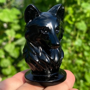 2.4&#39;&#39;+ Natural Obsidian crystal,quartz crystal,dog skull,Home Decoration,hand carved,crystal dog,Halloween gifts