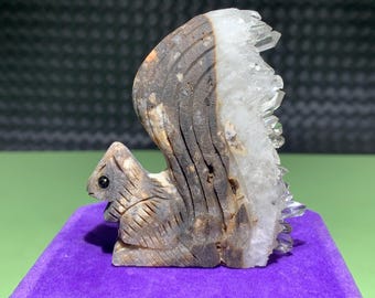 水晶リス標本：天然クリアクラスター、ホームデコレーションギフト 2.6