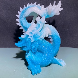 5.3&#39;&#39;+ Bue Luminous stone,quartz crystal,Dragon skull,Home Decoration,hand carved,crystal Dragons,Crystal Gifts 1pc