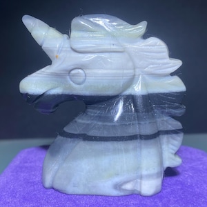 2.4&#39;&#39;+ Natural Taiji Stone,quartz crystal,Unicorn skull,Home Decoration,hand carved,crystal Unicorn,Crystal Gifts 1pc