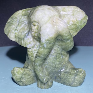 3.8&#39;&#39;+ Natural Green jade quartz,quartz crystal,elephant skull,Home Decoration,hand carved,crystal elephant,Crystal Gifts 1pc