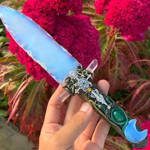 9.8&#39;&#39;+ Opal crystal,quartz crystal,Big Opal knife,Home Decoration,hand carved,crystal knife,Crystal Gifts 1pc