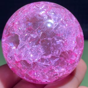 1.9&#39;&#39;+ Titanium Pink Magical Aura Crackle Sphere,Crystal Glass Ball,Crystal sphere,Home Decoration Gifts 1pc