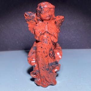 4&#39;&#39;+ Natural Red obsidian crystal,quartz crystal,Angel skull,Home Decoration,hand carved,crystal Angel,Crystal Gifts 1pc