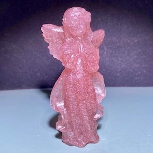 4&#39;&#39;+ Natural Strawberry crystal,quartz crystal,Angel skull,Home Decoration,hand carved,crystal Angel,Crystal Gifts 1pc