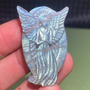 2.1&#39;&#39;+ Natural labradorite crystal,quartz crystal,Angel skull,Home Decoration,hand carved,crystal Angel,Crystal Gifts 1pc
