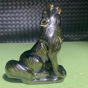 4.3&#39;&#39;+ Natural Gold Obsidian quartz,quartz crystal,Wolf  skull,Home Decoration,hand carved,crystal Wolf,Crystal Gifts 1pc