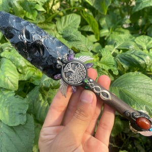 8.8&#39;&#39;+ Natural Obsidian crystal,quartz crystal,Big Obsidian knife,Home Decoration,hand carved,crystal knife,Crystal Gifts 1pc