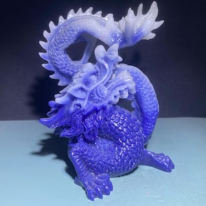 5.3&#39;&#39;+ Blue Luminous stone,quartz crystal,Dragon skull,Home Decoration,hand carved,crystal Dragons,Crystal Gifts 1pc