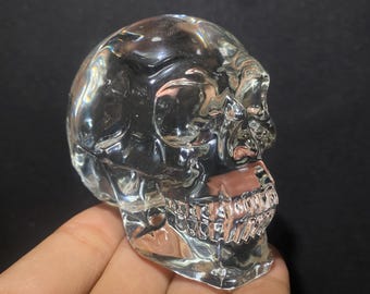 Clear Quartz Crystal Skull: Hand Carved Home Decor (2.9'')