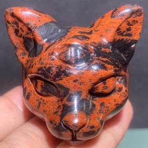 2&#39;&#39;+ Natural red obsidian quartz,quartz crystal,Cat skull,Home Decoration,hand carved,crystal Cat,Crystal Gifts 1pc