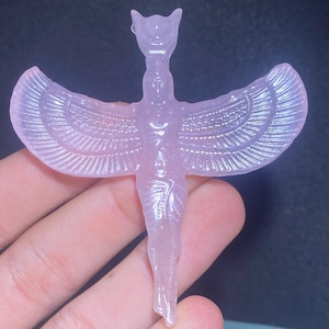 3&#39;&#39; Natural rose crystal,quartz crystal,Angel skull,Home Decoration,hand carved,crystal Angel,Crystal Gifts 1pc