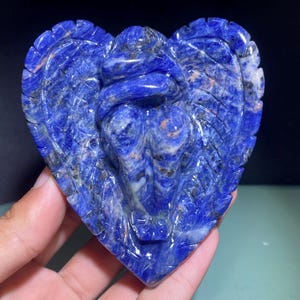 4.3&#39;&#39;+ Natural Sodalite quartz,quartz crystal,Angel skull,Home Decoration,hand carved,crystal Angel,Crystal Gifts 1pc
