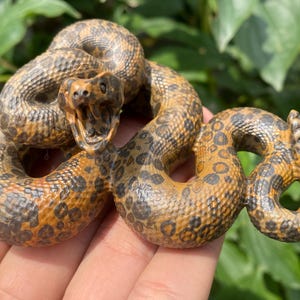3.8&#39;&#39; Natural Leopard print stone,quartz crystal,Snake skull,Home Decoration,hand carved,crystal Snake,Crystal Gifts 1pc