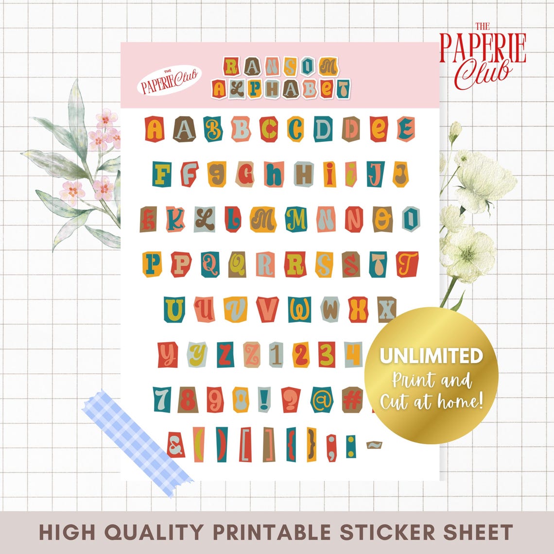 Large Print Ransom Letters Printable Ransom Alphabet Letter Sticker Vintage Cutout Collage Art ...