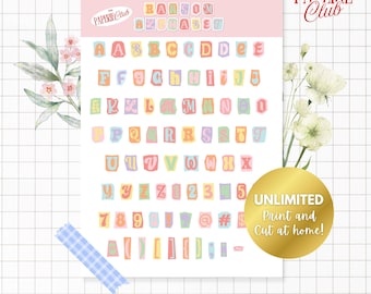 Printable ransom alphabet pastel letter sticker vintage collage art printable alphabet junk journal scrapbook craft digital PNG PDF download