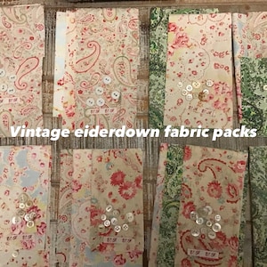 Paquete vintage de plumón de eider y estampado chintz