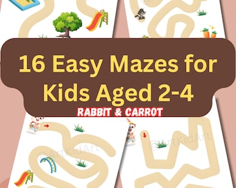 16 Rabbit & Carrot Mazes for Kids Ages 2-4