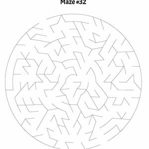 May include: A black and white circular maze with the text "Maze #32" at the top.