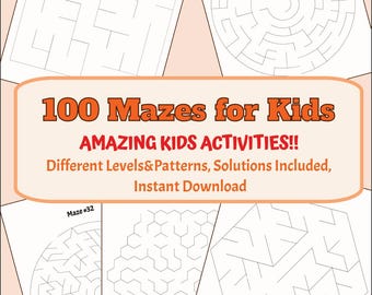 100 Kids Maze Set, Printable Activity Pages (PDF)