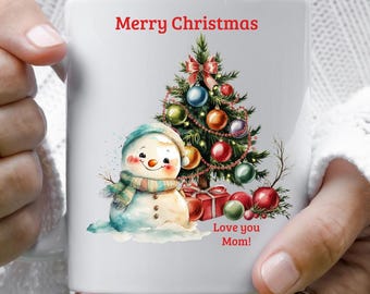 Personalized Cute Snowman Coco Coffee Mug Cup Gift For Kids (11oz, 15oz), Cute Customized Snowman Christmas Cup With Name,