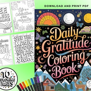 Gratitude Coloring Pages, Digital Coloring Book, Printable Coloring Book, Coloring Pages