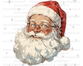 Vintage Santa Png, Retro Santa Png, Christmas Santa Png, Santa Claus Png, Christmas Vibes Png, Merry Christmas Png, PNG Digital Download