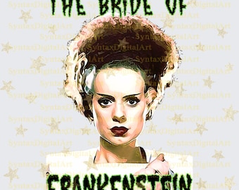 La novia de Frankenstein (Png), La novia del monstruo, Monstruo de Frankenstein, Diseño de camiseta de Halloween, Póster de película de terror, Arte mural de Halloween