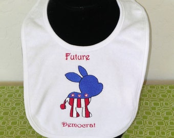 Embroidered Democrat Baby Bib, Political Baby Shower Gift