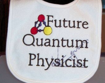 Future quantum physicist embroidered baby bib. Gifts for baby. Baby shower gift. Scientist bib. Computer science bib Science bib.  KDB207