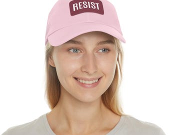 RESIST patch hat Anti Trump Hat Dad Hat for Protest Leather Patch Cap Subtle Political Protest Hat Baseball Cap