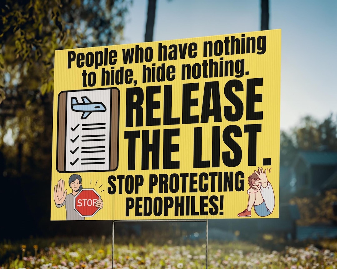 Release the Epstein List Yard Sign, Anti-corruption Protest Sign Stop ...