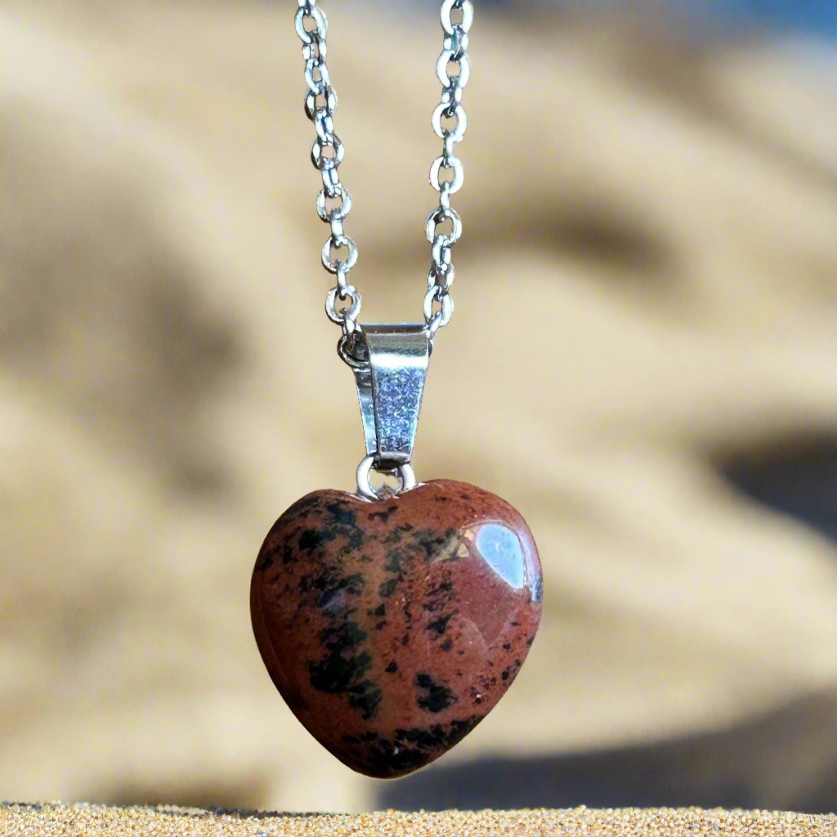 Mahogany Obsidian Heart Pendant - Etsy display picture 1
