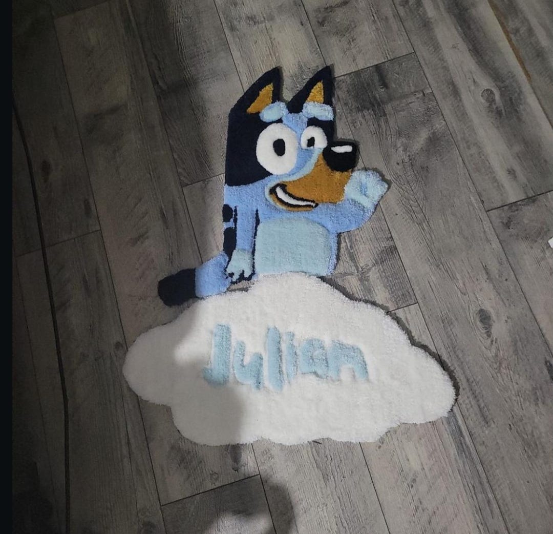 Bluey Handmade Tufted Soft Rug With Customizable Name on Cloud Perfect ...