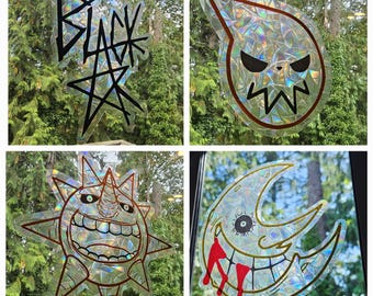 Anime Suncatcher Window Cling Sticker Decal |Sun| |Moon| |Soul| |Black Star|