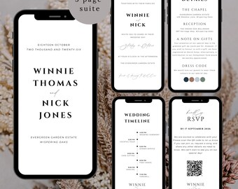 Animated Minimalist Wedding Invitation Suite: Editable Digital Templates (Instant Download)