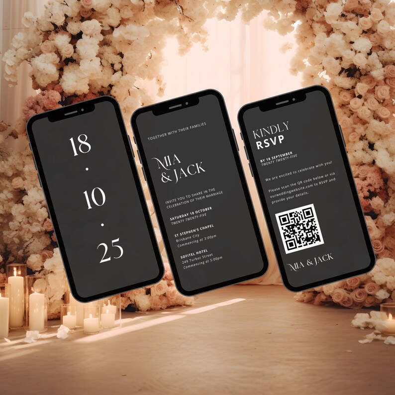 Elegant Modern Minimalist Black and White Digital Wedding Video ...