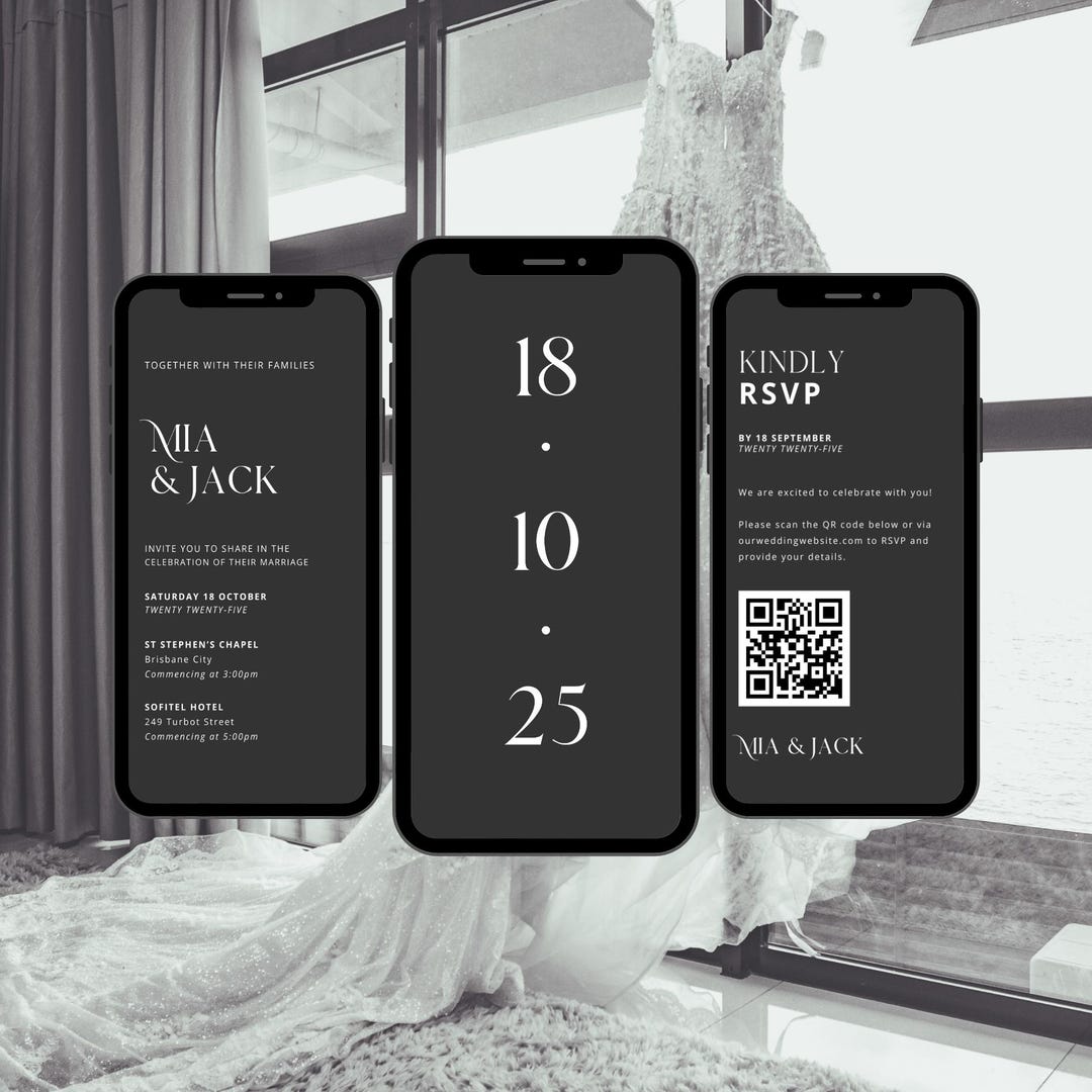 Elegant Modern Minimalist Black and White Digital Wedding Video ...