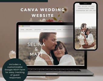Modern Wedding Website Template: Elegant Canva Design with RSVP (Digital)
